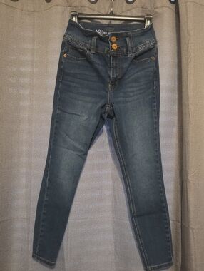 No Boundaries Dark Blue Skinny Jeans with Button Fly